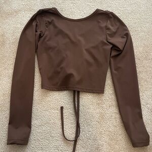 Brown Open Back Long Sleeve